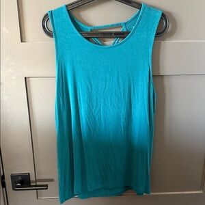 Market & Spruce Teal Sleeveless Top with crochet back detail